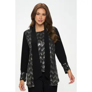 Nylon Foil Sequin Contrast Jacket