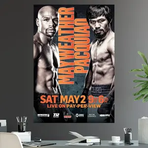 NoFramed, Poster Floyd Mayweather Jr. Vs Manny Pacquiao Pacman Battle for Greatness Welterweight Bout Championship Title Fight Poster