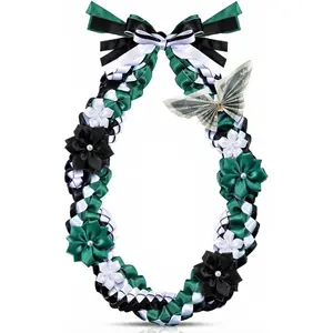 50" Graduation Lei 2026 Graduation Necklace Class of 2026 Ribbon Lei Double Braided  Grad Leis with Satin Flower Pin  for Grad Accessories Men Women