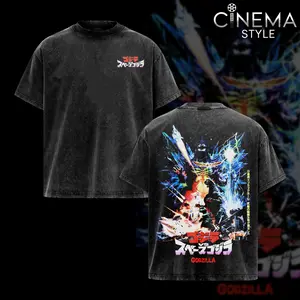 Godzilla vs. SpaceGodzilla V2 Acid-Washed Cotton T-Shirt, Vintage Graphic Tee for Fans of the Series Godzilla, Top Streetwear Cotton Design for Men and Women, Unisex T-Shirt Hot