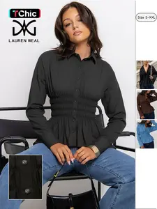 Elegant Women's Long Sleeve Shirt, Slim-Fitting Button-Down Design Top, Stylish Collared Blouse for All Seasons, Perfect for Business Attire