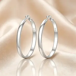 Women's 5mm Wide High-Polish Flat Hoop Earrings - Hypoallergenic, Classic Silhouette Earring for Women, Ideal for Everyday Wear & Gifting
