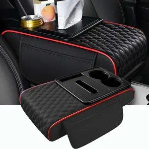 2025 New Auto Center Console Armrest Cushion with 2 Cup Holder, Car Center Console Armrest Pillow, Memory Foam Arm Rest Box Protector for Most Vehicles, Car Accessories