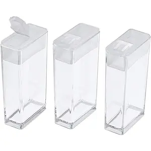 100Pcs Plastic Flip Top Seed Bead Small Storage Containers 2x1 Rectangle Transparent Clear Box Package Candy Favor Empty Box Organizers