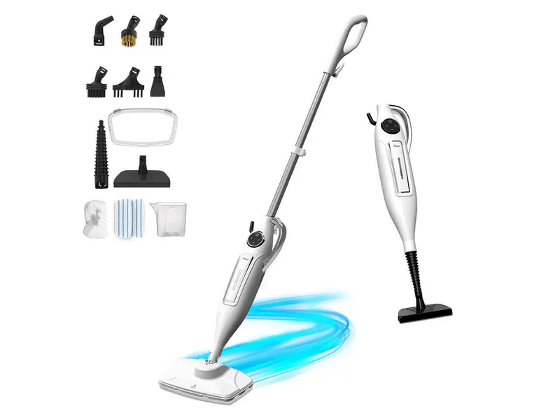 Rosewill 11-in-1 Steam Mop, 260°F Handheld Steam Cleaner, 1200W Detachable Steam Mops for Floor Cleaning,  Removable Tank, Multi-Purpose Steamer for Hardwood, Tile, Grout, Furniture- White