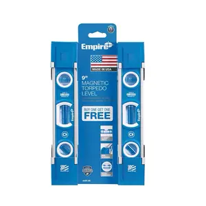Empire 9 in. True Blue Professional Magnetic Torpedo Level Model EM81.9G 2-Pack with E-BAND Vials, High Contrast Surrounds, and Magnetic Edge for Clear Readiness