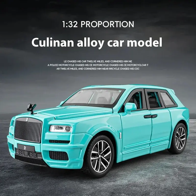 1:32 Rolls Royce Cullinan Luxury SUV Alloy Diecast Metal Model Car - Battery-Powered Sound & Light, Pull Back Function, Toy Miniature Decoration, Kids Play Vehicles, Boy Gifts