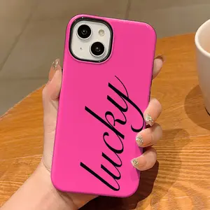Lucky Script Design Phone Case ,Shockproof Rugged Cover Dual Layer Soft TPU Bumper Hard Shell Design for iPhone 11 12 13 14 15 16 17 Pro Max Plus Air, Heavy-Duty Protection