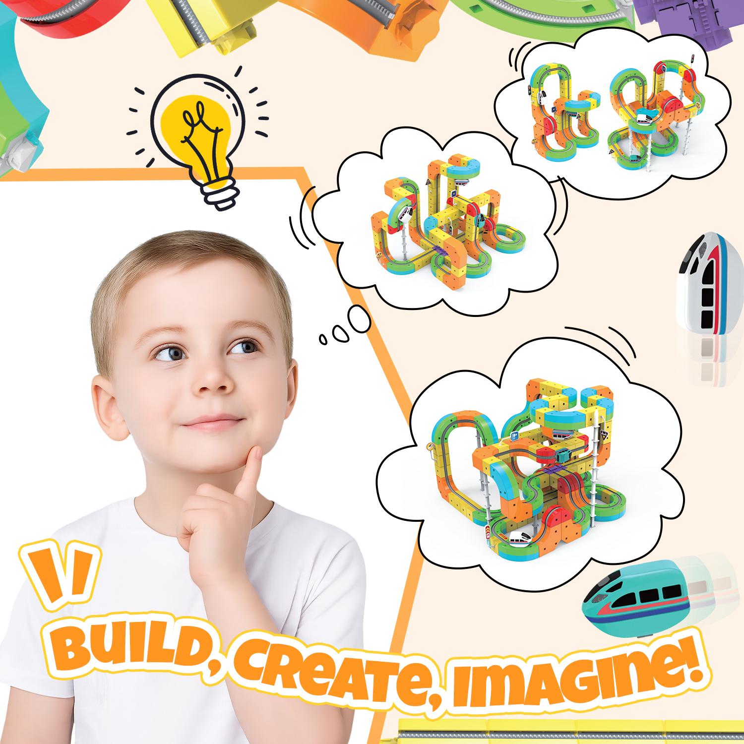 Magic Rail Block, DIY Track Set,Building Block,Creative DIY Construction Set,Gravity-Defying, Upside-Down Driving,LED,Christmas Gift,Gift for Kids,Easter