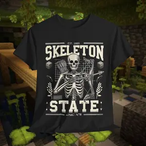 Skeleton State MCAA Graphic Tee, Minecraft College football,  Minecraft Tshirt, Unisex Tshirt, Gaming gift