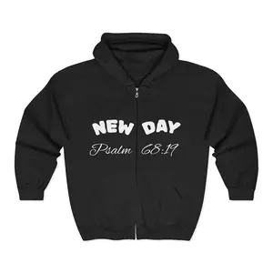 Retro Pride Script Full Zip Hoodie Psalm 68:19 Sweatshirt Unisex Vintage Style Cozy Zip-Up LGBTQ Pride Apparel Christian 50% Cotton 50% Polyester Blend
