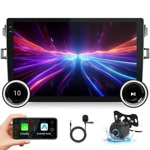 10 Inch Dual Knobs Android Radio for Toyota Corolla 2006-2012 with Wireless Carplay/Android Auto, Touchscreen Car Stereo with GPS WiFi Bluetooth FM/RDS EQ SWC Backup Camera MIC Car Audio