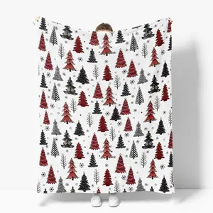 Christmas Trees Buffalo Plaid Dots , Christmas Flannel Blanket Throw, Soft Fuzzy Plush Cozy Fleece Warm Blanket Blankets for Couch Sofa Bed Lounging, Ideal Gifts for Kids winter holiday soft suitable blanket