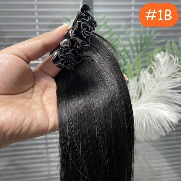 Capsule K Tip V Tip Fusion Keratin Human Hair Extensions, Brazilian Nail Hair 50pcs 30g 12-28 Inch, Silky Straight Natural Remy Hair, Invisible Pre-Bonded No Tangle No Shedding, Thick Soft Long-Lasting for Women Daily Party Salon Use