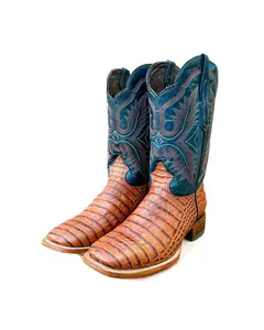Cowboy Boot Cognac Caiman Belly | MEN SQUARE TOE COWBOY BOOTS