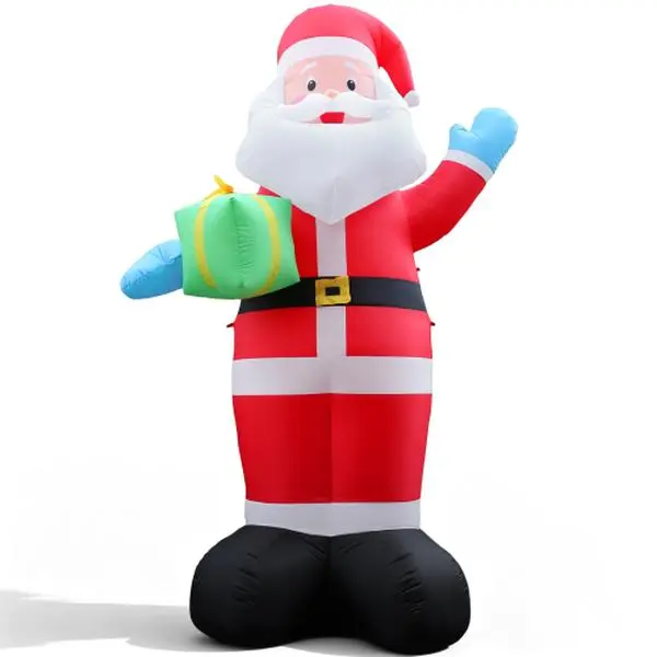 Ubesgoo 14/13FT Inflatable Santa Mascot Christmas Decor Set, Lighted Outdoor Christmas Decoration with Built-in LED Lights, Large Gift Bag, Waterproof Polyester Indoor-Outdoor Home Front Yard Lawn Festive Decor, Lighted Christmas Decor,home decor