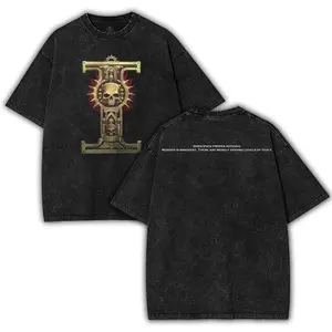 Warhammer 40K Inquisition Washed T-Shirt, game merch Casual Streetwear men gifts shirts men Menswear Black Unisex Cotton Tee