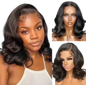 New 5x5 Wear and Go Glueless Wig Body Wave Human Hair Pre Plucked Pre Cut Lace Closure Bob Wig for Black Women 180 Density Lace Front Wigs for Beginners with Natural Wave Style