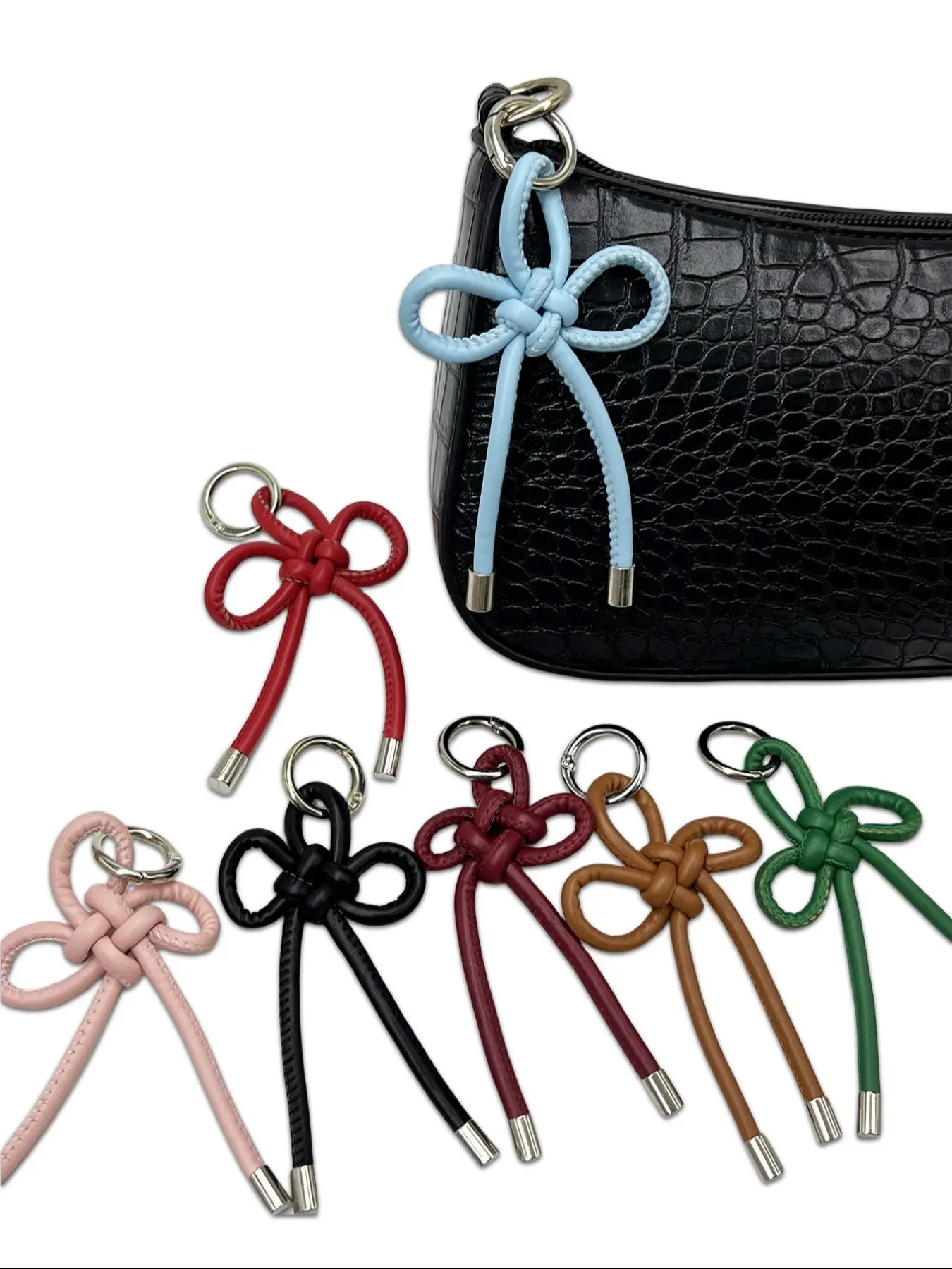 PU Leather Drawstring Bag Charm, Handmade Braided Lucky Knot Pendant, Chinese Knot Bag Accessory, New Style Bag Decoration, Purse Charm, Purse Accessories, Bag Accessories Charms