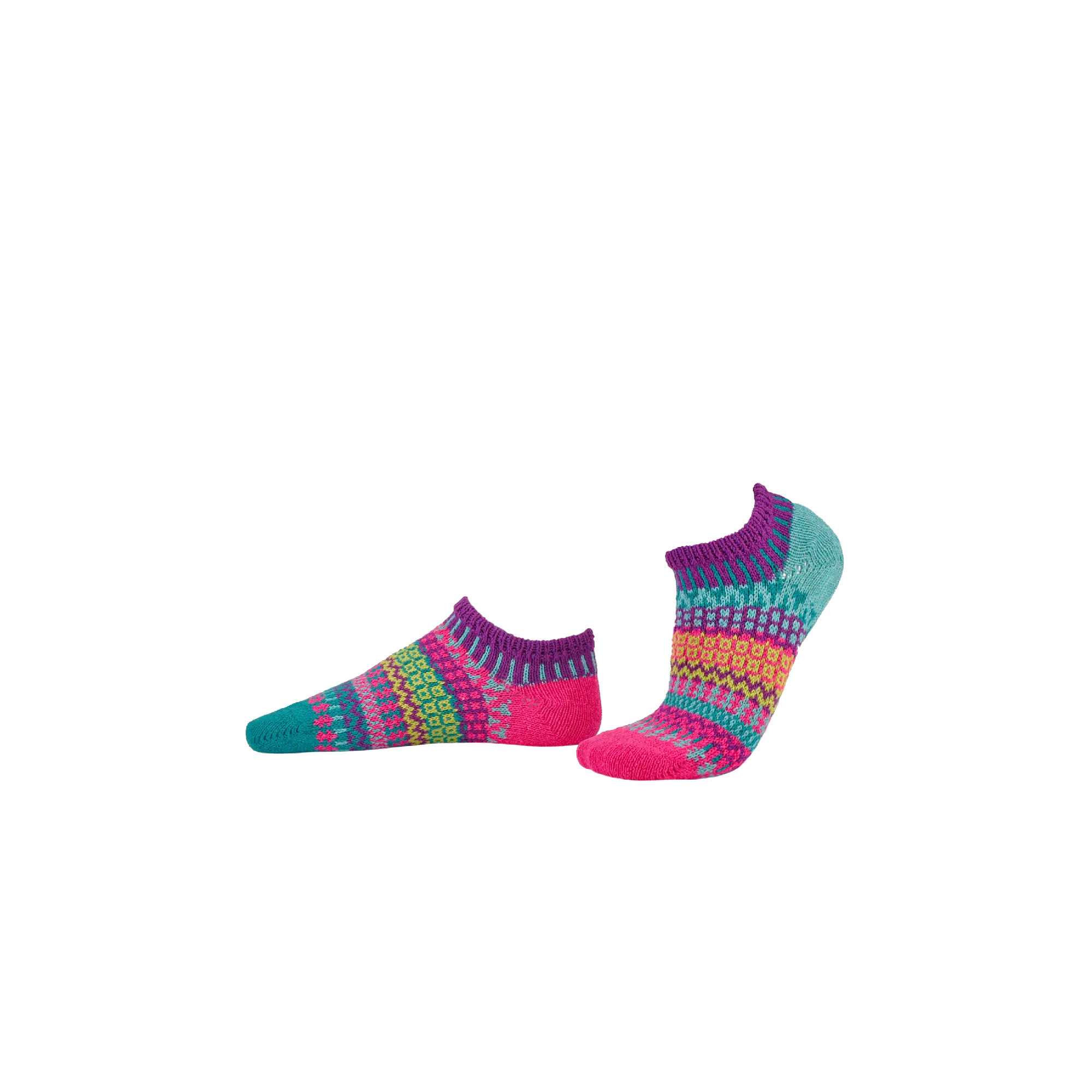 Solmate Socks Morning Glory Ankle Socks - Mismatched, Recycled Cotton, Made in USA