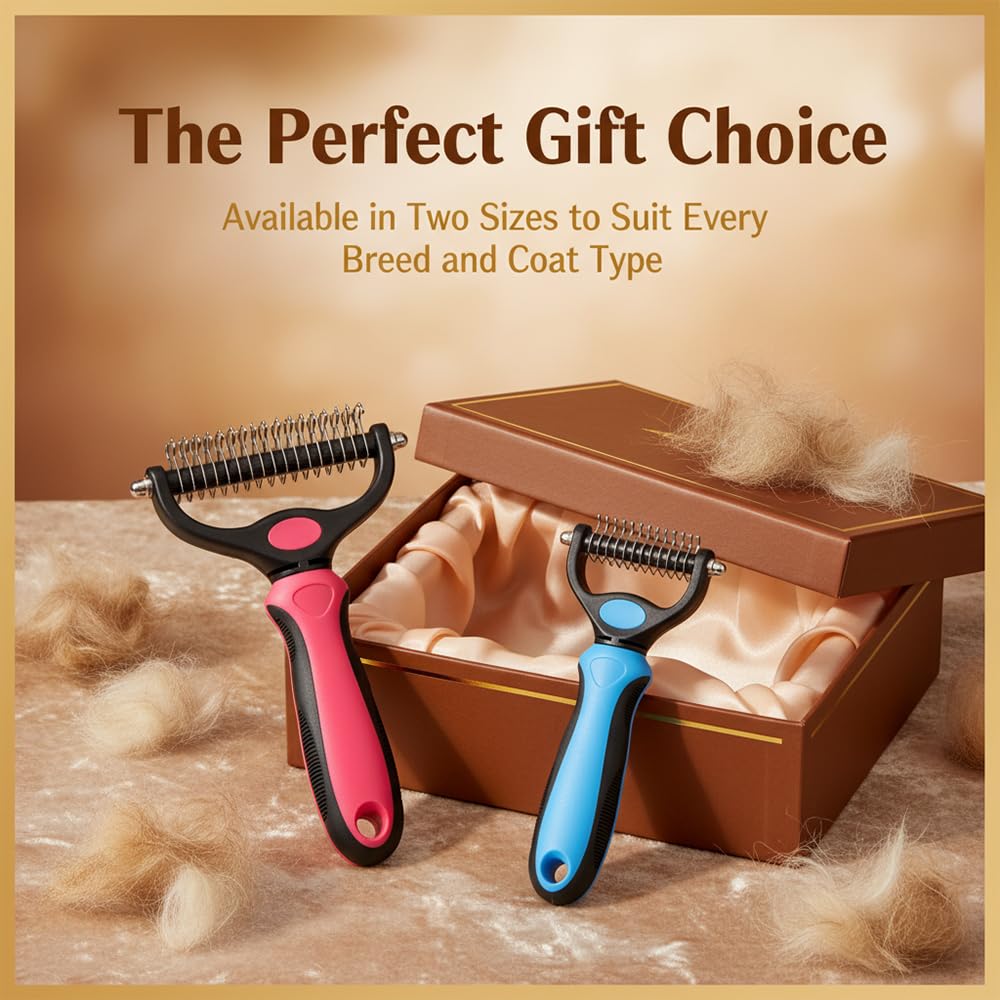 Pet Grooming Brush-Double Sided Hurtless Shedding and Dematting Undercoat Rake Comb for Dogs and Cats, No More Nasty Shedding or Flying Hair Pet Grooming Brush-Double Sided Hurtless Shedding and Dematting Undercoat Rake Comb for Dogs and Cats, No More Nasty Shedding or Flying Hair
