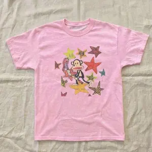 Paul Frank Pink Vintage Shirt, Y2K Cute Monkey Tee, Short Sleeve Crew Neck T-Shirt, Pull On, Casual, Unisex Cotton, Menswear, Womenswear JOU