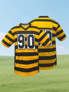 Men's Steelers Football Jersey #90 All-Season Loose-Fit V Neck Sports Jersey, Breathable Embroidered Design, Casual Short Sleeve Tee for Men & Women, Sports Tops
