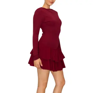 Chic Finesse Collection - Mini Ruffle Dress Long Sleeve