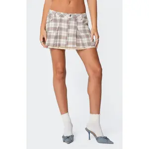 Edikted Women's Roni Plaid Pleated Mini Skirt - Multicolor