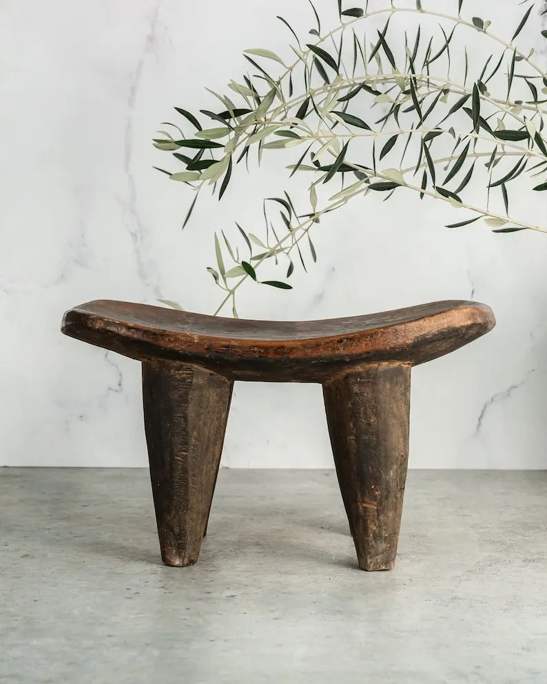 Senufo Stool Vintage African Stool Hand Carved Senufo Straight Leg {LG}
