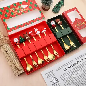 2025 Christmas Tableware Gift Box Set Stainless Steel Christmas Doll Spoon Tableware