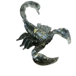 One of a Kind Epoxy Resin Scorpion Figurine with Gemstones, Sea Shells, Insects and Scrap Metal for Unique Art Collectors