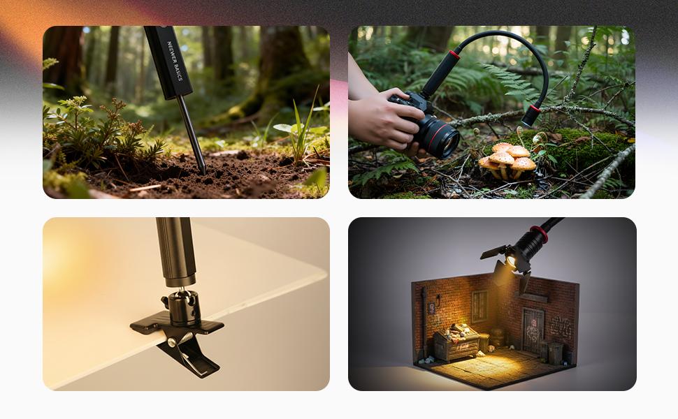 NEEWER BASICS ML01 LED Macro Photography Light, 4W Continuous Mini Light with Flexible Gooseneck, 5 Colors & 5 Brightness Levels, 1830Lux, CRI95, Gobo Projection Lens, Rechargeable for Close Up Shooting NEEWER BASICS ML01 LED Macro Photography Light, 4W Continuous Mini Light with Flexible Gooseneck, 5 Colors & 5 Brightness Levels, 1830Lux, CRI95, Gobo Projection Lens, Rechargeable for Close Up Shooting