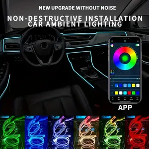 Interior Car LED Strip Lights with Wireless APP & Remote Control RGB 5 in 1 Ambient Lighting Kits 236 Inches Fiber Optic 16 Million Colors Car Neon Lights Sync to Music Without Battery