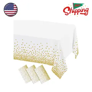 3 Packs Dot Disposable Tablecloth, 54 x 108 Inch Waterproof Plastic