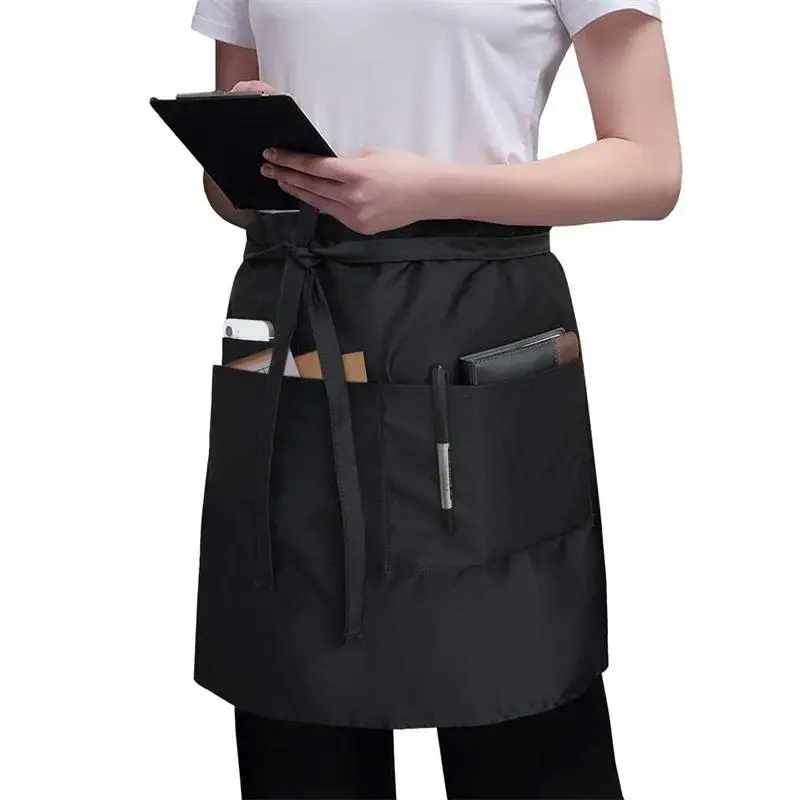 Custom Embroider-Your-Logo Cotton Half Apron with Pocket - For Restaurant & Salon Staff - Home Care & Kitchen Supplies