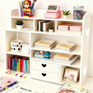 New Large Heart Desktop Organizer, Cosmetic Storage Rack, Drawer Style Multi-Layer Desk Holder, Increased Capacity, Layered Storage, Anti-Moisture Box, Stationery Storage Organizer