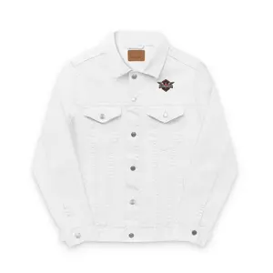 Embroidered Denim Jacket, Fly Trucker, Vintage Outerwear, Trendy Jean Coat, Unisex Fashion Statement, Urban Streetwear