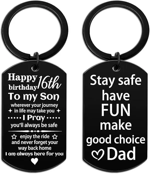 16 Year Old Stocking Stuffers Boy Christmas Gifts 16th Birthday Decorations for Boys Stocking Stuffers for Kids Sweet 16 Gifts for 16 Year Old Boy Keychain 16th Birthday Gift for Son form Dad