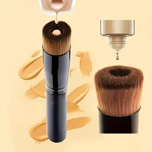 Professional Flat Top Foundation - Stippling and Blending Makeup Tool with-like Bristles, Suitable Liquid, Cream, and Powder Foundations - Concealer, Loose Powder Applicator, Ideal Daily Foundation Application