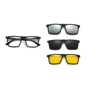 Retro Magnetic Clip-On Sunglasses Set – 3 Snap-On Lenses, Driving & Travel Sunglasses, Back to school Sunglasses, Campus & Road Trips,2025 Travel Accessories