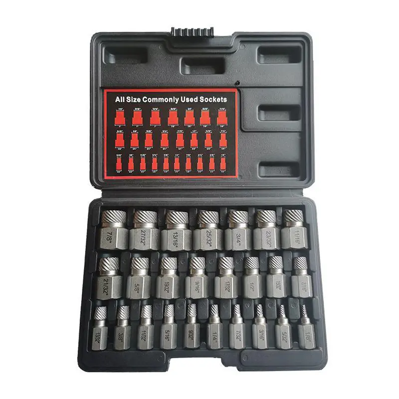 25Pcs Upgrade Screw Extractor Set, Bolt Extractor Kit, Easy Out Bolt Extractor Set, Hex Head Multi-Spline for Removing Stripped, Rounded, Damaged, Broken Screws, Bolts, Studs
