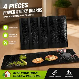 ZERO ESCAPE! 4 Pack 4FT Heavy Duty Rat Glue Traps, Invisible Black Large Mouse Sticky Mat for Garage Basement & Snake