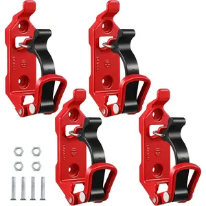 4 Pack Shovel Mount for Roof Rack, Quick Fist Clamp for Mounting Tools, Metal Rubber Clamp Mount for Truck, Car Accessories for Military Equipment, Axe Bracket, Off Road Accessories (Red)