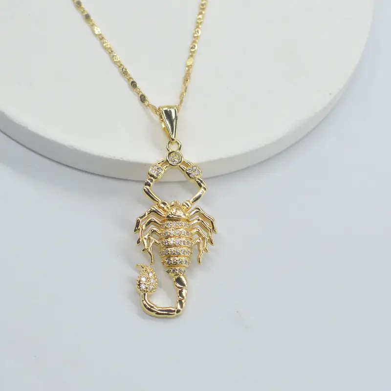 14k Scorpion Pendant Necklace, Unisex Jewelry, Decorative Necklace, Bling Necklace, Shining Necklace, Perfect for Daily Wear, Birthday Gifts, Holiday Presents, Elegant Accessories