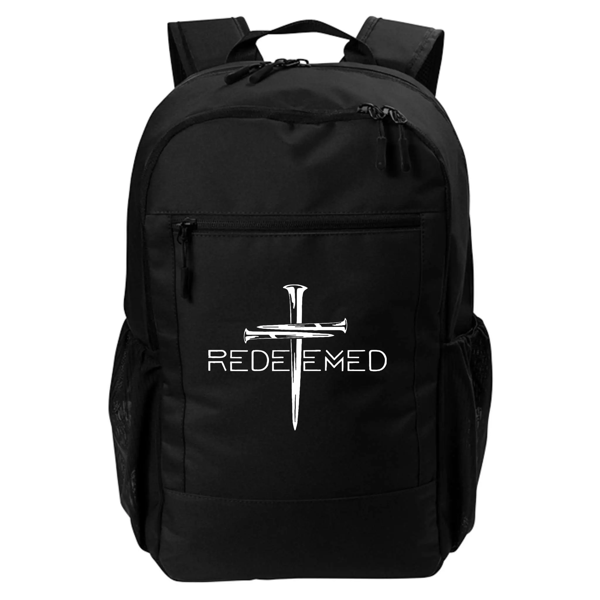 Redeemed Jesus Christ Died For My Sins 3 Nails Cross Christian Catholic Daily Commute Backpack