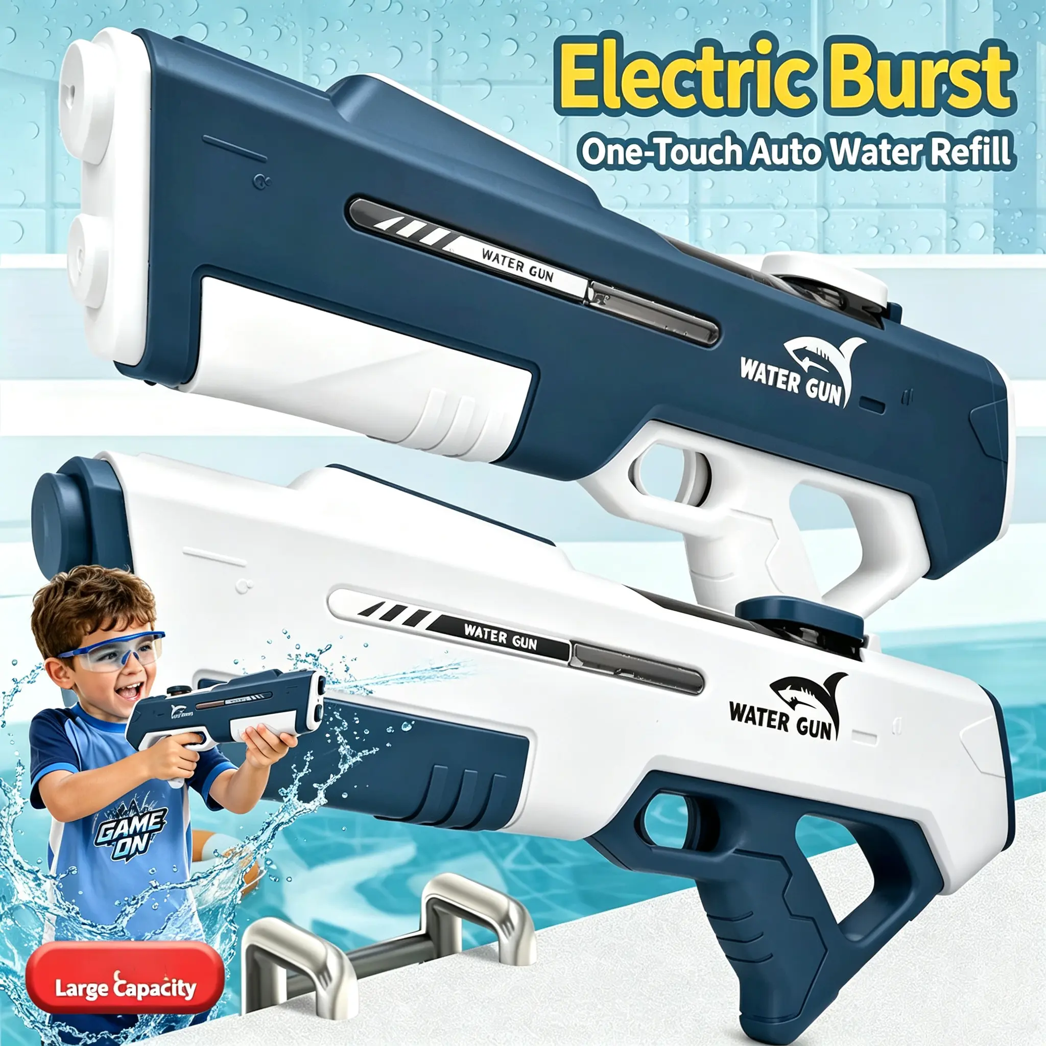 2026 New Rechargeable Automatic Electric Water Gun - Battery-Powered Waterblaster with Extra-Large Tank, Long-Distance Shooting, Outdoor Toy for Kids Summer Beach Sports, Teen Boy Gifts