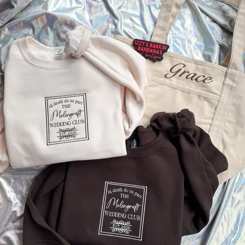 Custom Name Embroidered Large Ivory Tote Bag