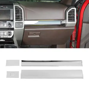 Center Console Dash Strips Trim Cover Kit for Ford F150 2015-2020, DIY-Install ABS Car Interior Dashboard Decorative Accessories, UV-Resistant Automotive Truck Steering Decal Vehicle