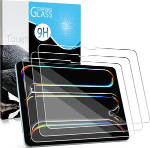 Screen Protector For iPad Pro 11 Inch M4 (2024), 3 Pack Tempered Glass Film Guard for iPad Pro 11 5th Generation, 9H Anti-Scratch, Bubble Free, HD Clarity,  ID and  Pencil Compatible